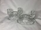 2x Vintage 1940s Slick Glass Company Double Light Candle Holders