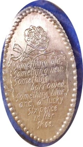 Wedding Rhyme "Something Old"  Elongated Struck on 1964 Silver Dime  - Imagen 1 de 2
