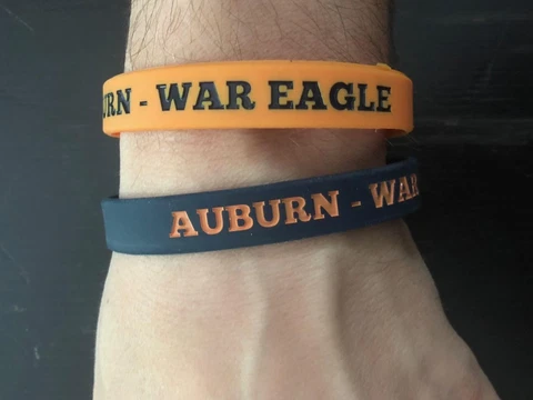 Auburn Tigers Wristbands Bracelets NCAA "AUBURN - WAR EAGLE" Set of 2 Cover