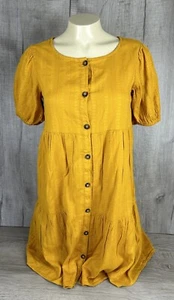Old Navy Dress Yellow Bohemian Dress Top Button Up Ladies Girls Size XL 14/16 - Picture 1 of 20