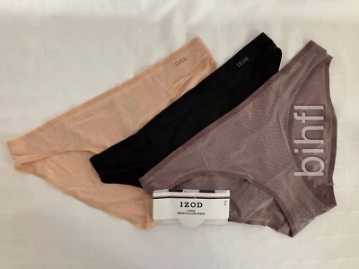 Izod / Bikini / Paquete de 3 / Atracción suave / Púrpura ~ Negro ~ Desnudo / Grande / $36 Foto 1 de 4