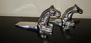 Lot of 2 Heavy Steel Metal Sculptures of Horse Heads Desk Shelves Art Decor - Picture 1 of 12
