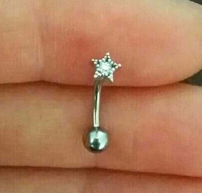 Pendiente Torre Estrella 16g, Piercing Daith Brillante, Pendiente Cartílago Estrella Oro Rosa  Foto 1 de 3