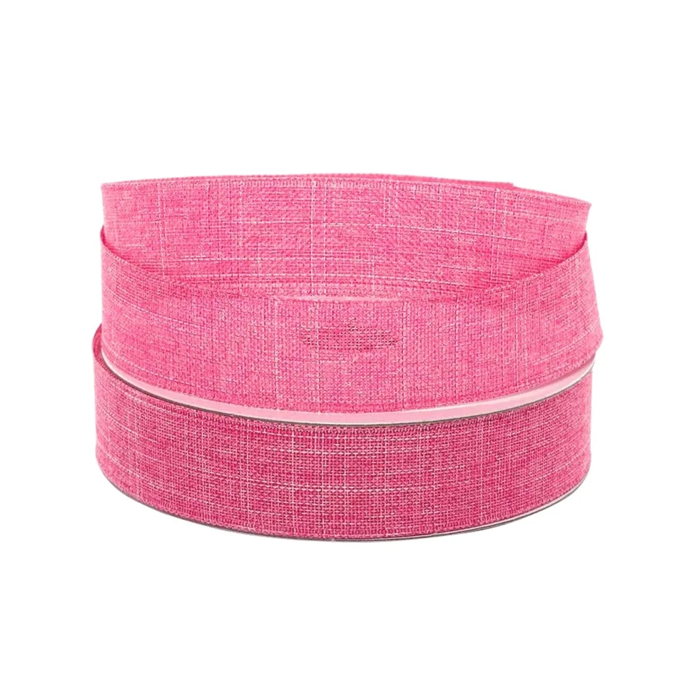 Pink Linen Ribbon | Bubble Gum Faux Linen Ribbon - 5/8in. x 25 Yds (pm59600537) - Image 1 of 1