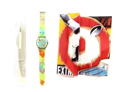 NUEVO Reloj Swatch WINDMEAL GG145 Artista Huntley Muir con Estuche, Impresión, Papeles 1997 Foto 1 de 4