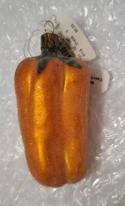 Decorazione natalizia vintage vetro soffiato pepe giallo ceco smerigliato Neiman Marcus NOS - Foto 1 di 5