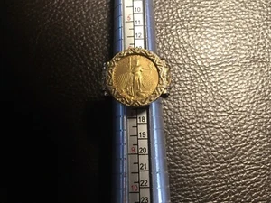 1/10th Ounce 1999 American Gold Eagle Ring 14k Total Weight 8.83 Grams Size7 - Picture 1 of 5