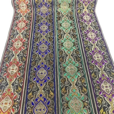 1 Roll Ethnic Jacquard Trim Floral Embroidered Ribbon Crafts Sewing Accessories - Image 1 of 4