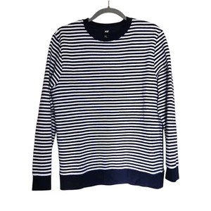 H&M Blue and White Striped Crewneck Sweatshirt Medium - Picture 1 of 3