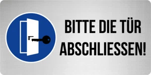 Adhesivo Nota "¡Por favor, cierra la puerta!" Lámina aspecto metálico | 10x5 cm - Imagen 1 de 4