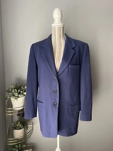 Linda Allard Ellen Tracy Cobalt Blue Wool/cashmere Blend Oversized Blazer Size 4 - Picture 1 of 6