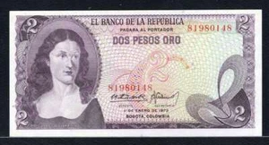 COLOMBIA, P-413a, 2 PESOS, 1972, UNC, LOT OF 5 PIECES - Picture 1 of 2