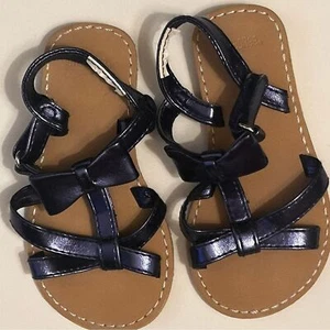 Dark blue ribbon Gymboree Strappy sandals size 5 toddler girls NWOT never worn - Picture 1 of 3