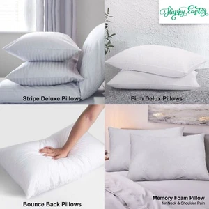 Large Soft Pillows Bounce Back Memory Foam Firm Deluxe Striped Pillows Pack Of 2 - Picture 1 of 8