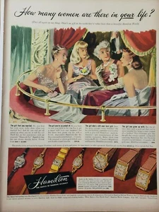 Relojes Hamilton 1947 de colección anuncio impreso efímero decoración artística de pared - Imagen 1 de 1