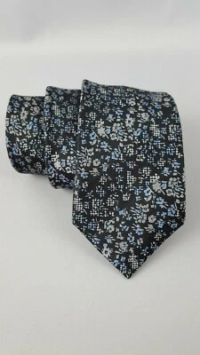 LE ' FERRE - Corbata - Negro/Plateado/Azul Claro - Seda Pura Foto 1 de 4