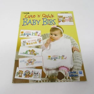 Leisure Arts Cute 'n' Quick Baby Bibs Linda Gillum Cross Stitch Pattern Charts - Picture 1 of 2