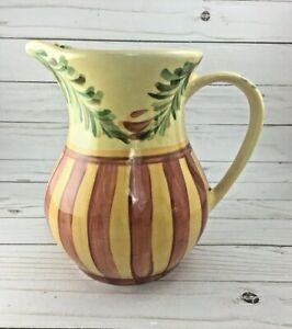 Southern Living At Home Gail Pittman Sienna Water Pitcher Striped Floral Yellow