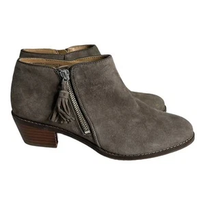 Vionic Joy Serena Ankle Boots Brown (Greige) Tassel Side Zips Almond Toe 7.5 - Picture 1 of 10