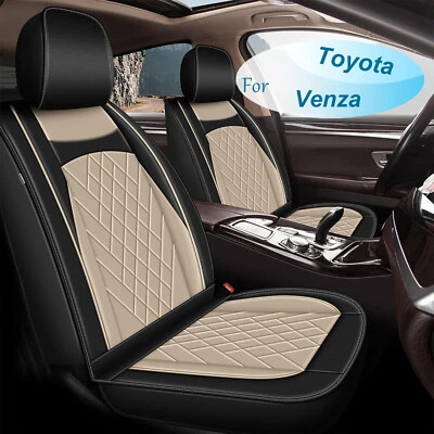 Juego completo de 5 fundas de asiento de cuero microfibra beige para Toyota Venza 2009-2016 Foto 1 de 4