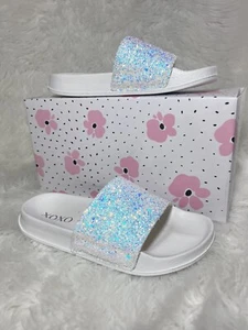 XOXO Girls Flip Flop Glitter Sandals Size 13 White  - Picture 1 of 7