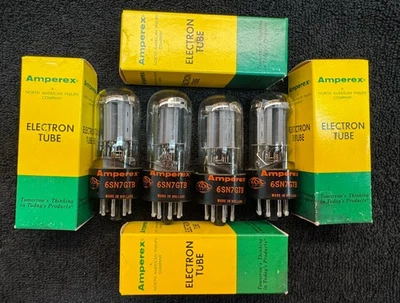 NOS NIB Matched Quad Amperex 6SN7GTB Audio Tubes - Image 1 of 4