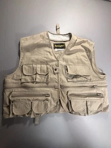 REMINGTON Vest Men XL  Hunting Multi-Pocket Fly Fishing Tan Khaki Full Zip - Picture 1 of 9