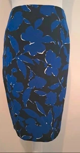 Womens Pencil Skirt By Kasper Size UK 8, Blue/ Black, Lined, Rrp £65 BNWT - Picture 1 of 5