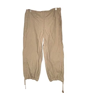 The Limited Vintage Pull On Tan Capri Pants Cotton Drawstring Rip Corp Size 8 - Picture 1 of 9