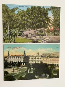 Lotto di 2 cartoline d'epoca Parque Central Park, L'Avana Cuba, Cannone Santiago - Foto 1 di 2