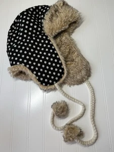 American Eagle Outfitters schwarzer Trapperhut Quasten creme elfenbeinfarben Y2K - Bild 1 von 4