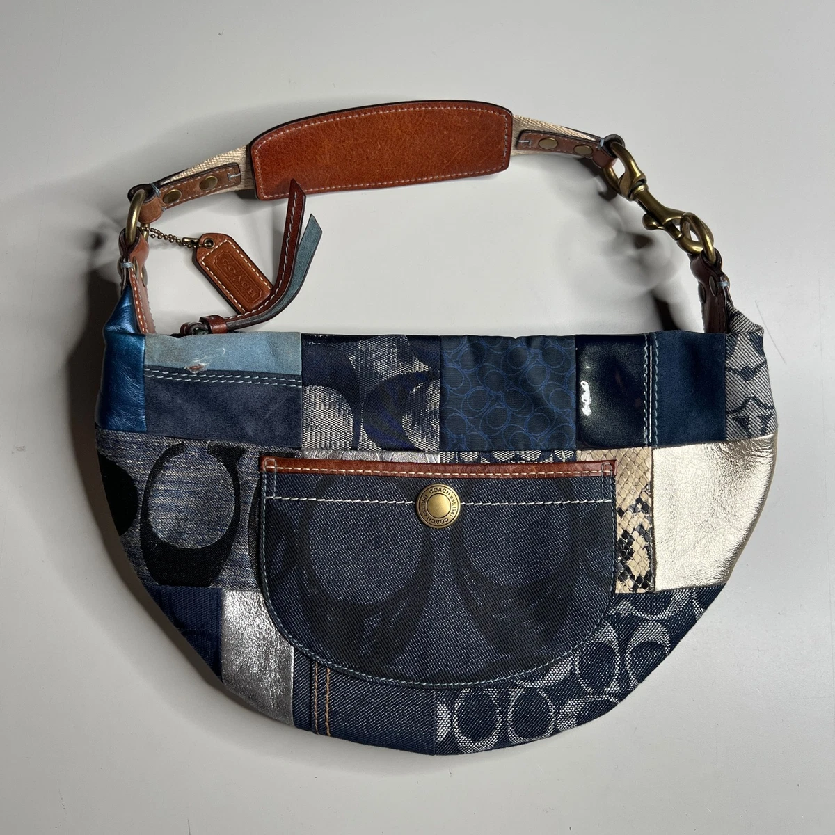 Coach Patchwork Medium Size Denim Exterior Bags & Handbags for