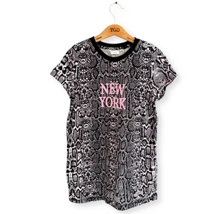 Girls Next Black Pink New York Print 100% Cotton Longline T-Shirt Age 12 years - Picture 1 of 4