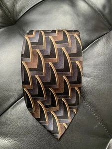 Joseph & Feiss International Seidenkrawatte Krawatte braun schwarz grau XL 3,75"x66,5" - Bild 1 von 6