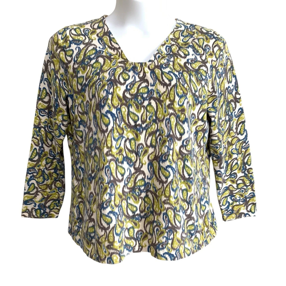 J. Jill Sweater Top Womens Size 2X Multicolor Paisley Long Sleeve Knit Stretch - Image 1 of 4