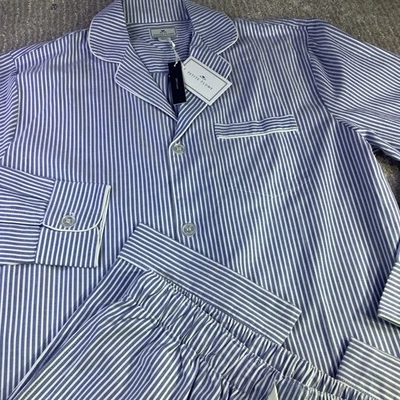 Conjunto de pijama Seersucker azul francés Petite Plume para hombre talla mediana nuevo con etiquetas Foto 1 de 4