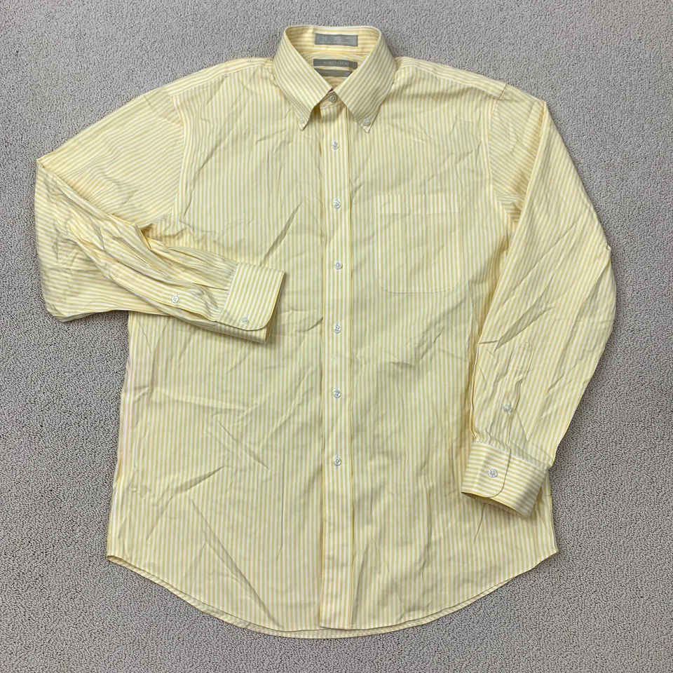 Camisa de vestir Nordstrom sin arrugas ajuste tradicional para hombre 15,5 amarillo blanco rayas Foto 1 de 4