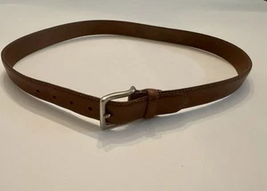 Jos A Bank Men’s Dress Belt Size 36/90 Brown Leather Silver Belt Buckle 23004262 - Picture 1 of 18