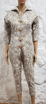 Vintage 1950s Rockabilly Quilted Egyptian Pattern JUMPSUIT Playsuit Metallic - Image 1 of 4