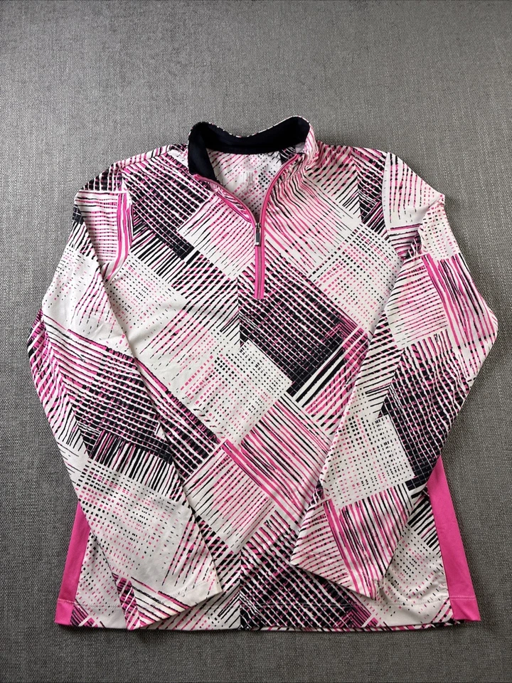 Pulôver feminino cauda etiqueta branca 1/4 zíper S colorido golfe pickleball corrida - Imagem 1 de 4