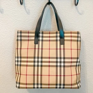 Burberry London Nova Check Canvas Tote Bag Handbag Satchel Shoulder Bag Everyday - Picture 1 of 14