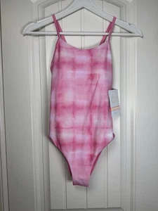 Athleta Girl Adjustable One Piece Pink Tie Dye Swimsuit - Girls L (12) - Picture 1 of 8