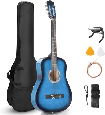 38 Inch Beginner Acoustic Guitar, 6 String Basswood Classical Guitars Full Kit - Image 1 of 4