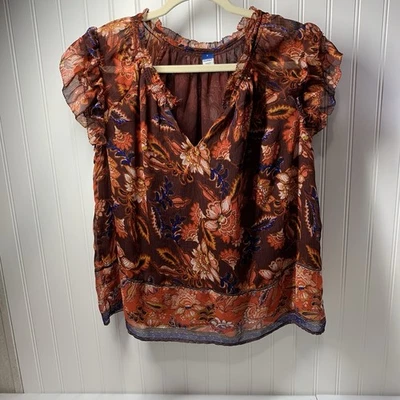 OLD NAVY by Gap ~ Blusa Campesina Boho Brillante Multi Floral Grande para Mujer Foto 1 de 4