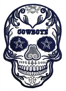 Cowboys Sugar Skull Football Embroidered Iron On Patch - Picture 1 of 10