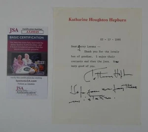 Katharine Hepburn Signed 6x8 Letterhead With Envelope Personalized JSA COA - Picture 1 of 6
