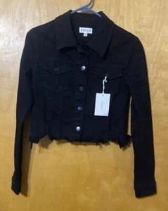 Cello Stretch Denim Jean Jacket Womens Size XS Distressed Destroyed Style - Picture 1 of 4