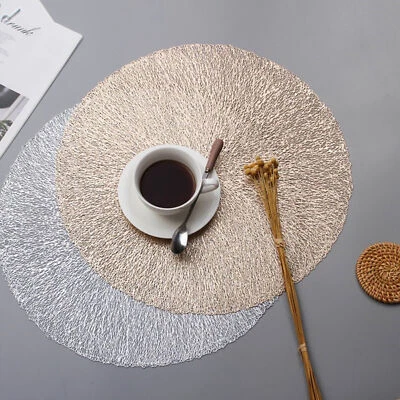 4Pcs PVC Placemats Round Table Place Mat Dining Kitchen Home Decor Metallic - Image 1 of 4