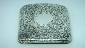 ANTIQUE UNGER BROTHERS STERLING SILVER HAND CHASED FLOWERS FOLIAGE CIGARET CASE - Picture 1 of 13