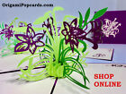 Origami Pop Cards Purple Lily Flowers 3D Pop Up Greeting Card Valentine 15X15cm
